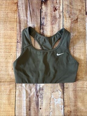 Nike Olive Racerback Sports Bra with White Swoosh